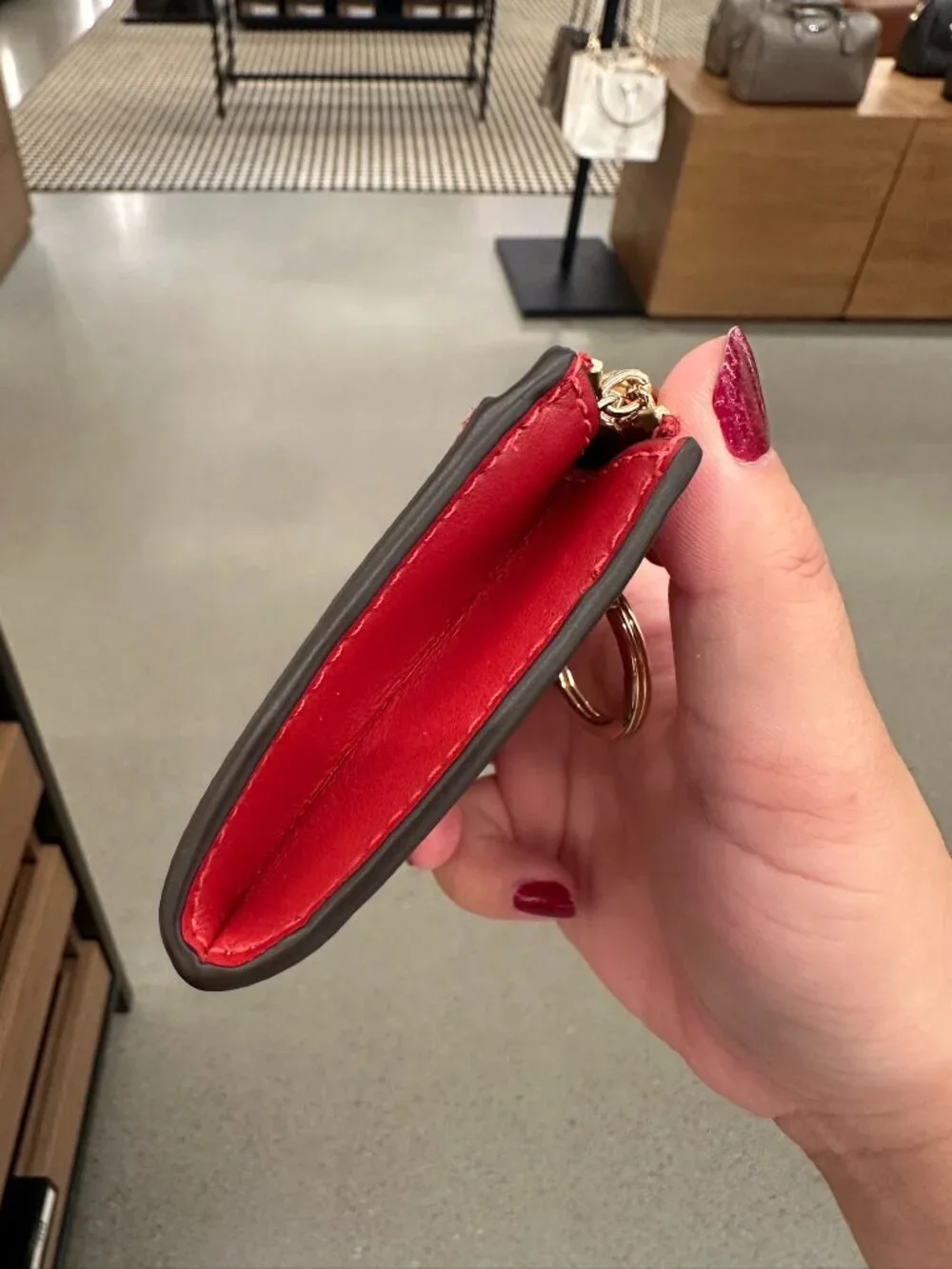 NWT! Coach CW870 Mini Skinny ID Case Signature Canvas IM/CRIMSON/Red/Gold